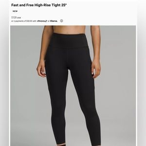 LuluLemon Fast and Free 25” Legging